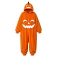 thumbnail image 5 of YUEHUA Halloween Hooded Thermal Jumpsuit, Unisex Fluffy Onesie, Ultra Soft Plush Full Zip Loungewear, Vivid Pumpkin Graphic Household Rest Clothes, 5 of 10
