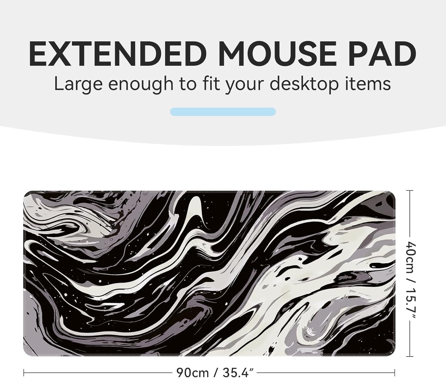 Mousepad, Extended Mouse Pad, Non-Slip Large Mouse Pad, Waterproof Desk Mat, XL Gaming Mouse Pad, Keyboard Pad for Laptop, Black and White Desk Pad, Mousepad for Home, Office 35.4''''x15.7''''