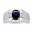 thumbnail image 1 of RYLOS Men's Rings Sterling Silver Rings Classic Designer  9X7MM Oval Gemstone &  Diamond Ring Sapphire September Birthstone Ring Size 11, 1 of 7