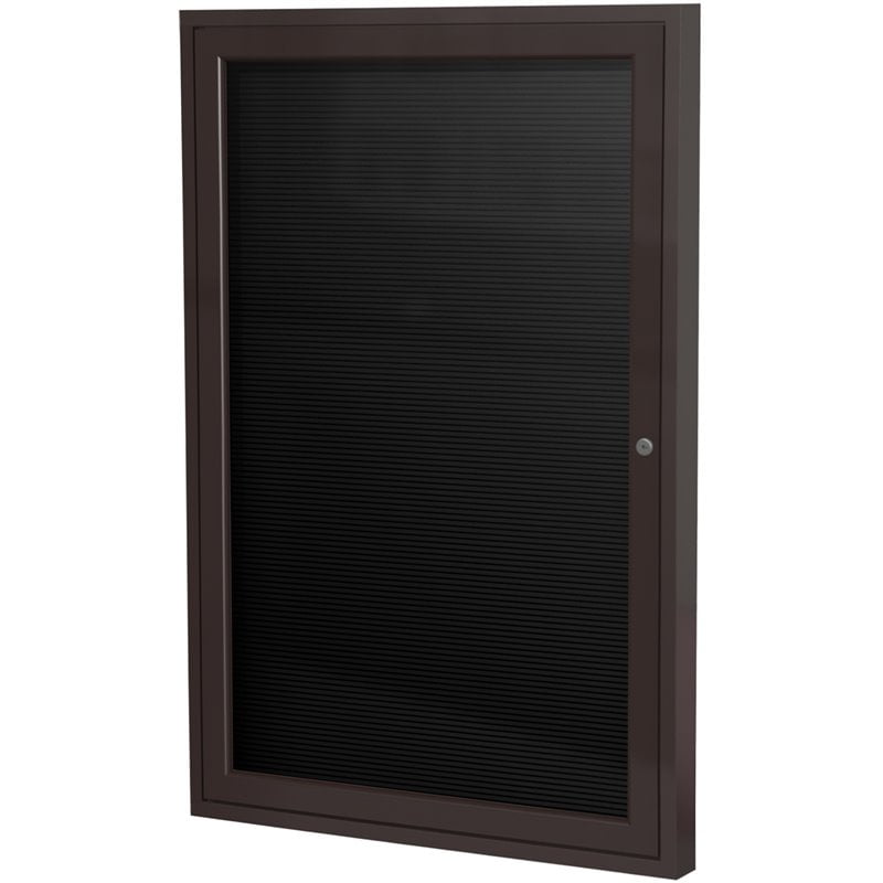 Ghent 36"x30" 1Door Bronze Aluminum Frame Fabric Letterboard Black