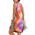 thumbnail image 2 of URMAGIC Women Tie Dye Straight Dress Scoop Neck Pleat Summer Dress, 2 of 7