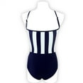thumbnail image 4 of QLEICOM Womens Swimsuits Tummy Control Plus Size Swimsuit Coverup Bikini Striped Slim One-Piece Swimsuit Blue S, 4 of 6