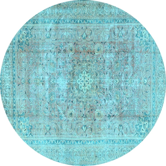 Ahgly Company Indoor Round Persian Light Blue Traditional Area Rugs, 4' Round