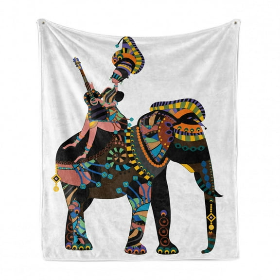 Animal Soft Flannel Fleece Throw Blanket, Colorful Design Woman on Mammal Vivid Zentangle, Cozy Plush for Indoor and Outdoor Use, 50" x 70", Multicolor, by Ambesonne