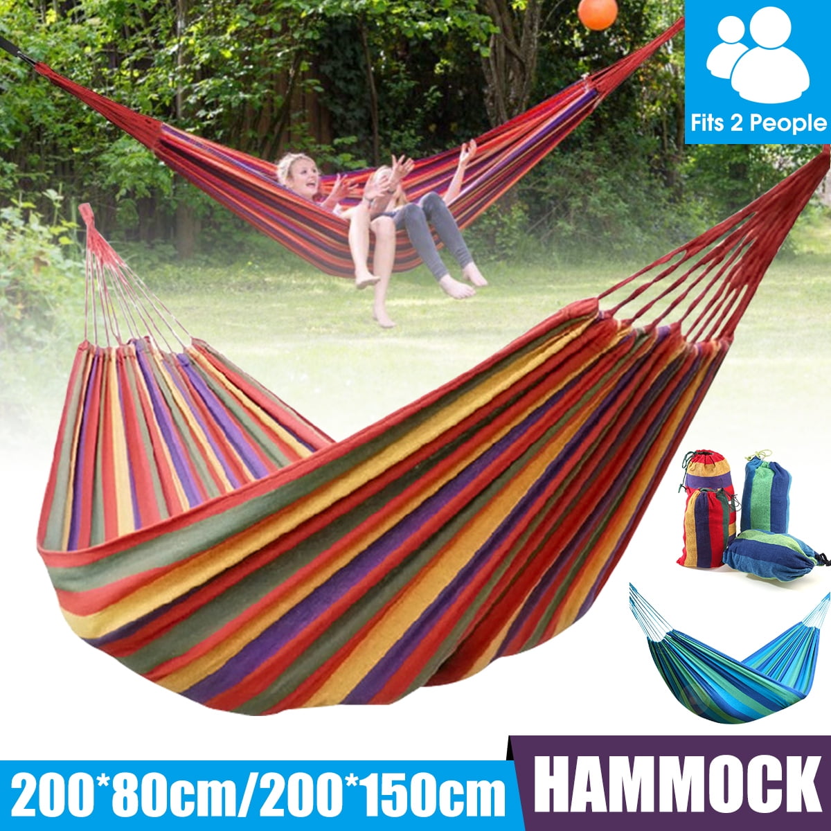 Portable Double Hammock Bed Cotton Garden 2 Person Swing Hanging Sleep Camping 