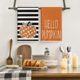 thumbnail image 2 of Sm:)e Hello Pumpkin Fall Thanksgiving Kitchen Dish Towels Set of 2, Striped, 18 x 26 Inch, Orange, 2 of 6