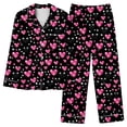 thumbnail image 5 of Ousvtion Women's Valentine's Day Pajamas Sets Love Heart Print Sleepwear Valentines Two Piece Outfits Button Down Long Sleeve Loungewear Soft Tops and Bottom Clearance Saving,C05-Multicolor,3X-Large, 5 of 5