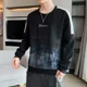 thumbnail image 4 of Sudadera para hombre, sin capucha, ropa masculina, jersey gráfico bordado, camiseta azul de una pieza, cálida, nueva, en overfit simple S, 4 of 5