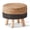 Black, variant on Foot Stool Natural Seagrass Hand Weave Poufs Round Ottoman for Couch Desk Soft Step Stool Padded Foot Rest with Non-Skid Pine Legs for Hallway Office Lounge Natural/White