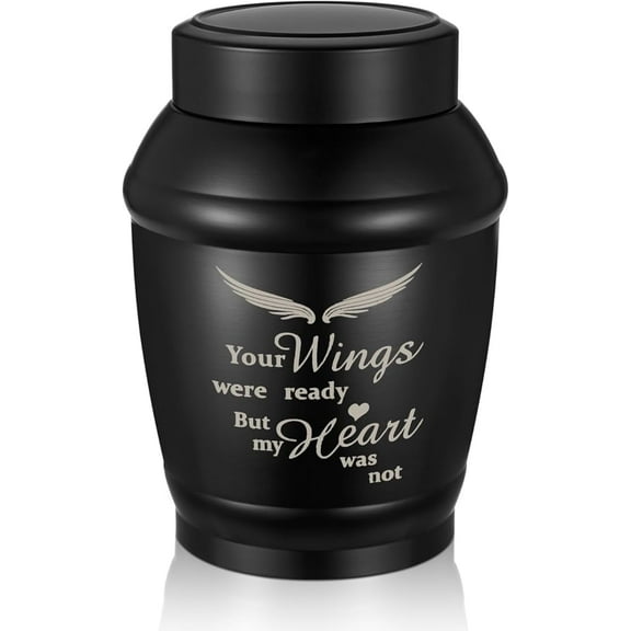 Urns for Human Ashes - 5.5 Inches Black Angel Wings Urn for Ashes Keepsake, Cremation Urns Memorial Holder, Funeral Decorative Urn for Women Men-Black Cross