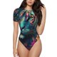 thumbnail image 1 of Fotbe Colorful Flower Tiger Body de Mujer con Cuello Redondo y Mangas Cortas, Sin Mangas Ajustado, Suave, Cómodo y Básico-XX-Large, 1 of 7