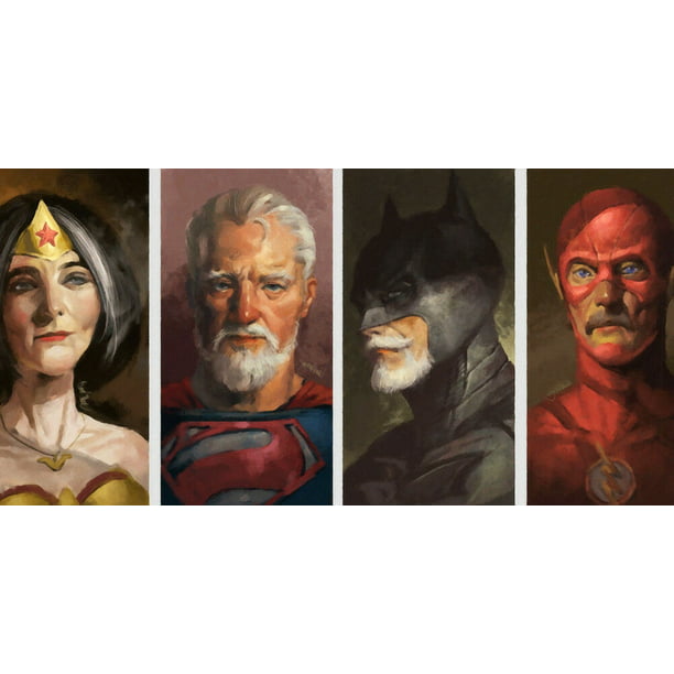 Batman, Superman, Wonder Woman, The Flash Portraits - CANVAS OR PRINT WALL  ART