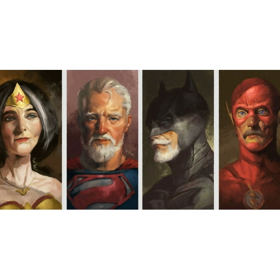 "Batman, Superman, Wonder Woman, The Flash Portraits - CANVAS OR PRINT WALL ART"