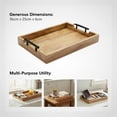 thumbnail image 3 of STORE INDYA Mango Wood Serving Tray with Metal Handles – Rustic Coffee Table & Ottoman Tray for Living Room, Kitchen, Breakfast in Bed, and Gathering, 3 of 9