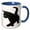 Blue/White, variant on 3drose, Feline Fun Black Cat Kitty Vector, 15oz Two-tone Black Mug