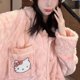 thumbnail image 4 of Sanrio-Conjunto de pijama de franela de Hello Kitty para mujer, ropa de dormir de invierno, cálida, Kawaii, KT Cat, Ins, viento, felpa, engrosada, dulce, traje para el hogar, nuevo, 4 of 4