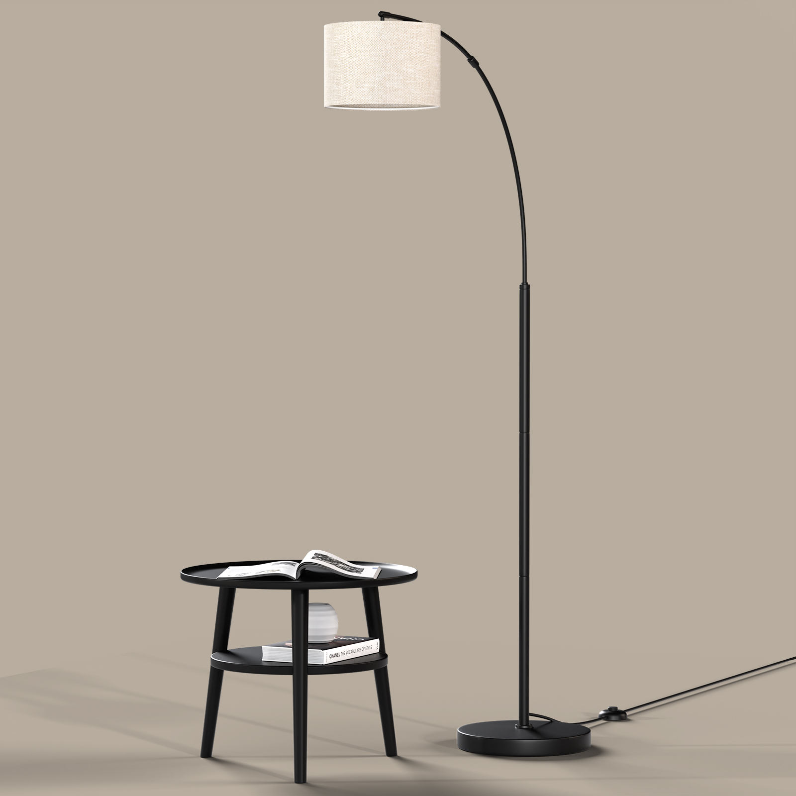 Arc Floor Lamp Modern Standing Lamp Tall Floor Lamp Brown with Stepless Dimmable Bulb, with Remote, for Living Room for Farmhouse Bedroom