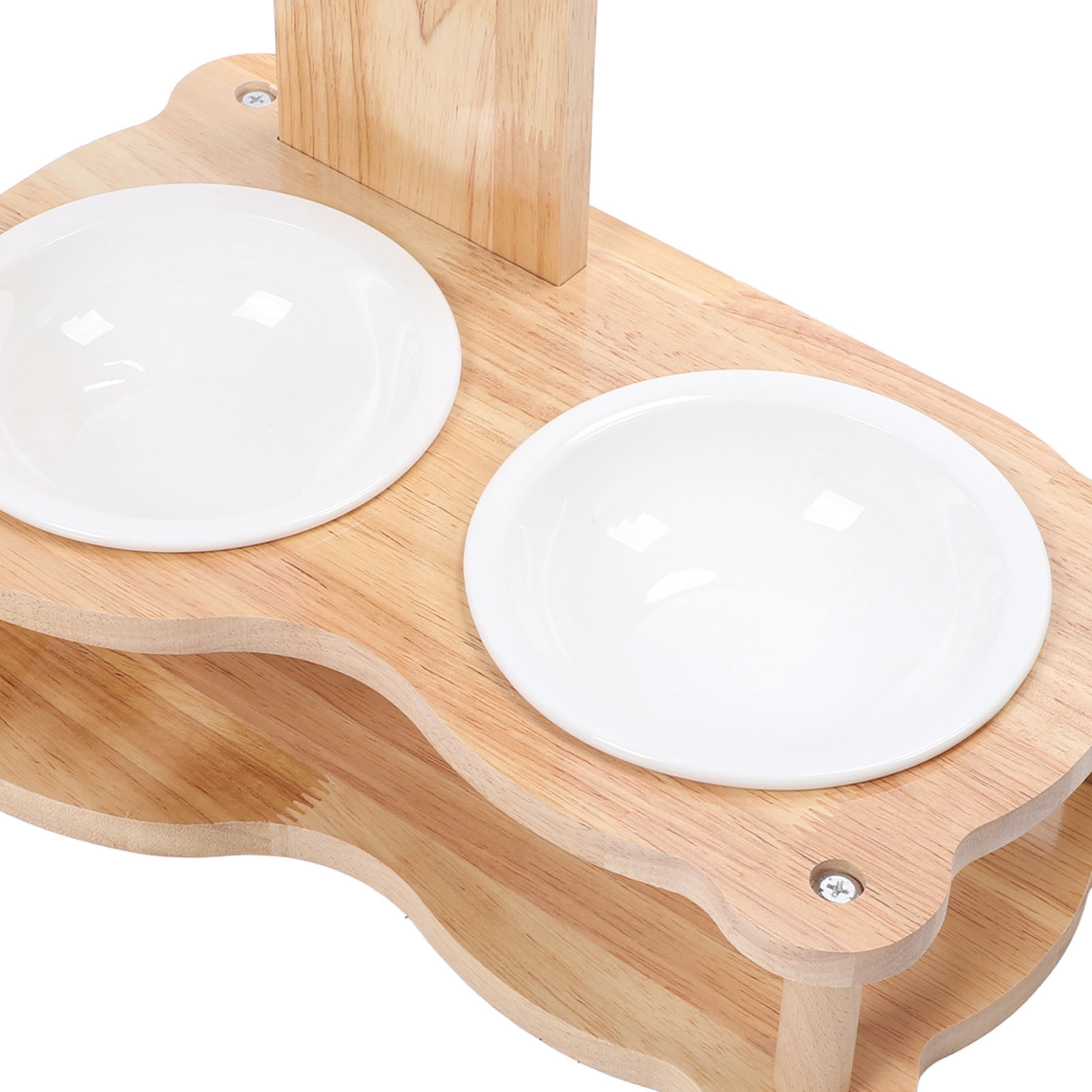 LAZIOEGR Wood Raised Cat Food Bowls Multifunctional 2-in-1 Automatic Cat Water Feeder and Food Bowl Set with Elevated Stand Gravity Water Dispenser for Dogs and Pets (15.75 inches / 40 cm)