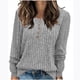 thumbnail image 1 of Suéter de cuello redondo para mujer, informal, liso, de invierno, de manga larga, con botones, de punto cepillado, holgado, para mujer, 1 of 7