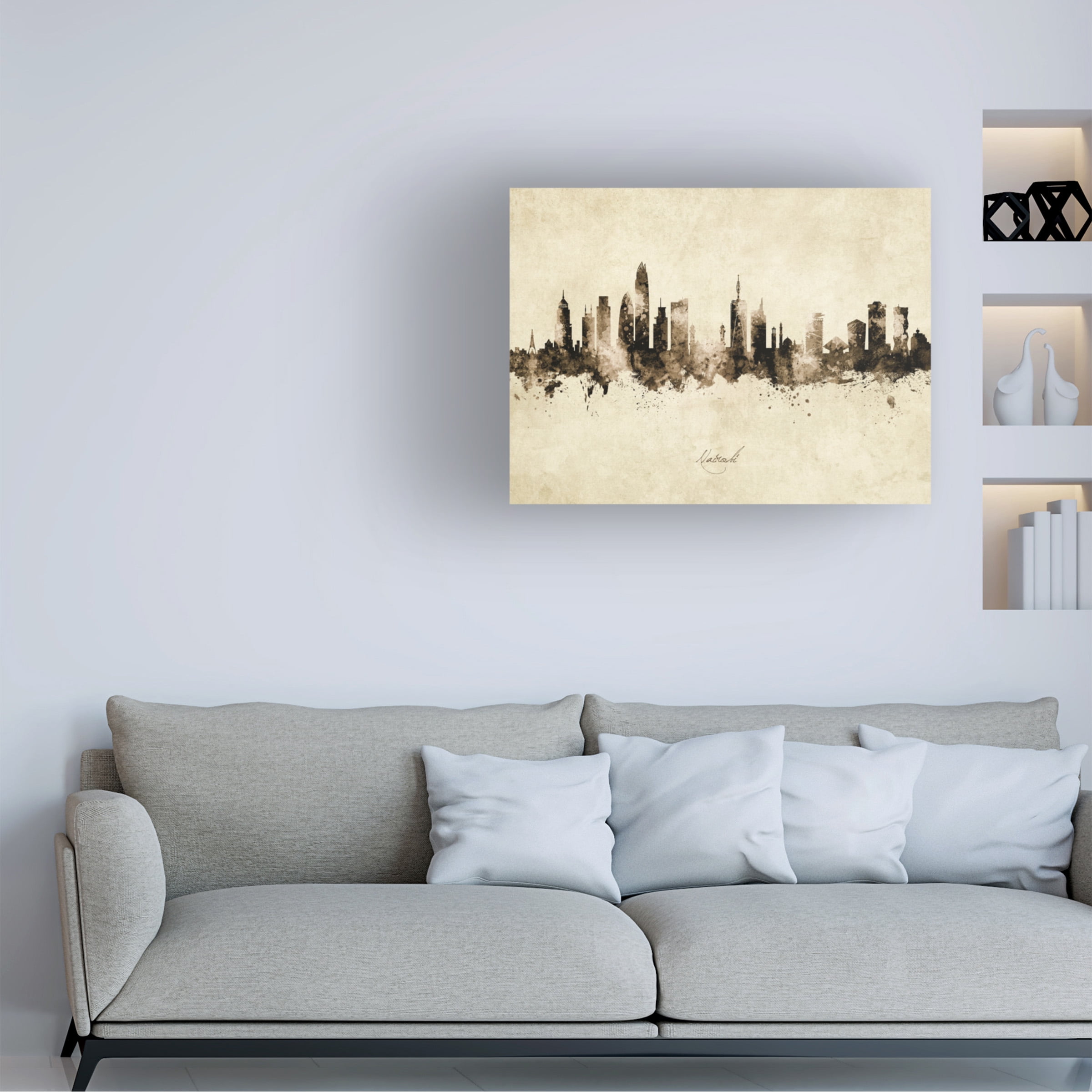 Michael Tompsett 'Nairobi Kenya Skyline Vintage' Canvas Art