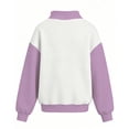 thumbnail image 3 of Resicozy Girls Mock Neck Sweatshirt Oversized Fleece Lined Fashion Solid Color Pullover Tops 2026 2-13 Years Light Purple 140, 3 of 3
