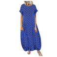 thumbnail image 1 of PENGXIANG Femmes Casual Polka Dot Imprimer Manches Courtes Robe Maxi, 1 of 3