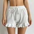 thumbnail image 2 of CAIVO Women Lady's Summer Lace Frill Elastic Waist Tie Bow Front Sports Shorts Boho Outdoor Leisure Casual Solid Color Bottoms, 2 of 4