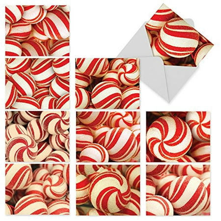 'M6001 MERRY MINTS' 10 Assorted All Occasions Note Cards Featuring Mouth-Watering Images Of Sweet Holiday Candies with Envelopes by The Best Card