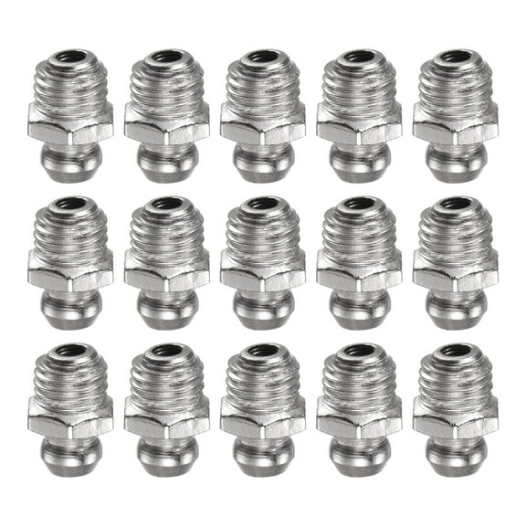 Uxcell 15pcs Nickel-Plated Iron Straight Grease Fitting M8x1mm Metric Thread Hydraulic Grease Nipple Accessories