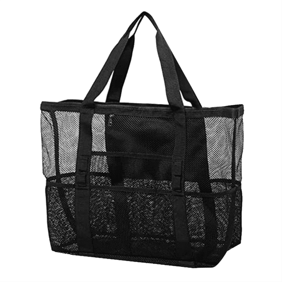 Large Capacity Mesh Beach Tote Bag Handheld Lunch Bag Useful Shoulder Bag Bath Bag Food Drink Travel Storage Bag