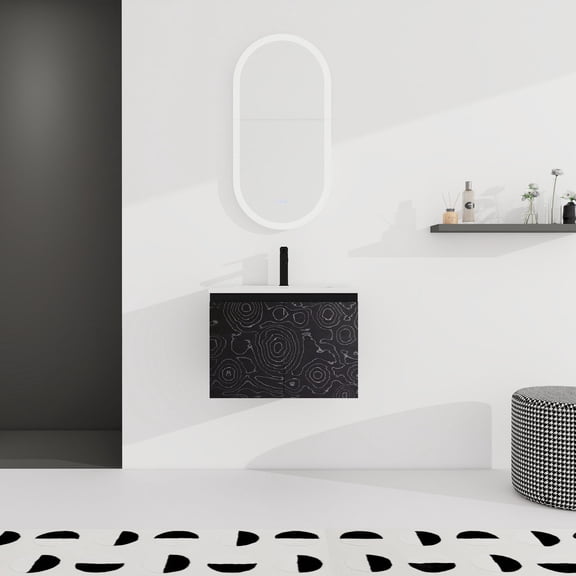 24-inch Modern Wall-mounted Bathroom Vanity with Stainless Steel Soft-closing Hinges - Ideal for Humid Environments