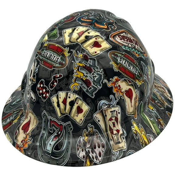 Vegas Baby Hydro Dipped Hard Hats Full Brim Style with 4 Pt Suspension