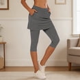 thumbnail image 3 of Yuhangmm Women's Pants, Versatile Knit Capri Pants with Pockets for Everyday Workouts and Travel Cozy Pull-On Skirt-Pants for Tennis Yoga Comfort Dark Gray XXL, 3 of 6