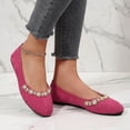 thumbnail image 4 of BRGZLK Women's Flats Shoes Summer Fashion Casual Versatile Round Toe Pearl Rhinestone Slip-On Flat Shoes Soft Sole Elegant Comfortable Flats Red 8.5, 4 of 7