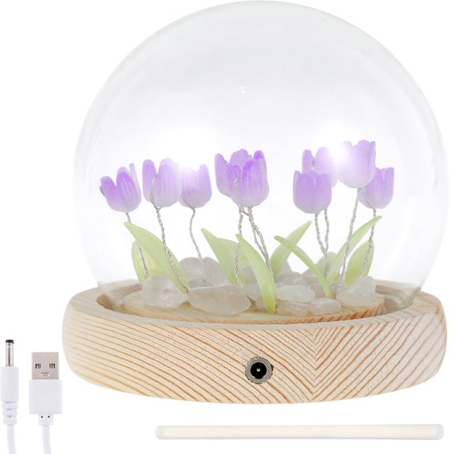 AMERTEER LED Simulation Tulip Night Light Table Lamp Ornaments for Home Living Room Desktop Decor