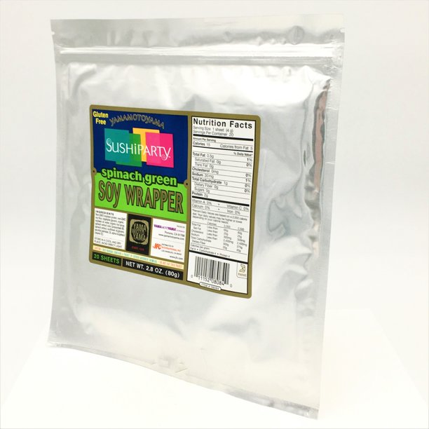 GlutenFree Yamamotoyama Sushi Soy Wrapper Spinach Green 20 Sheets