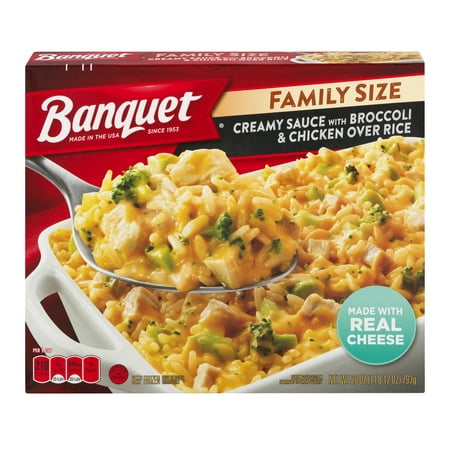 Banquet Creamy Sauce with Broccoli & Chicken Over Rice Family Size, 28. ...