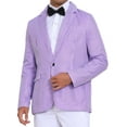 thumbnail image 1 of Blazer de rayas INSPIRE CHIC para hombres, chaqueta de traje de negocios de un solo botón, color púrpura y blanco, 1 of 5