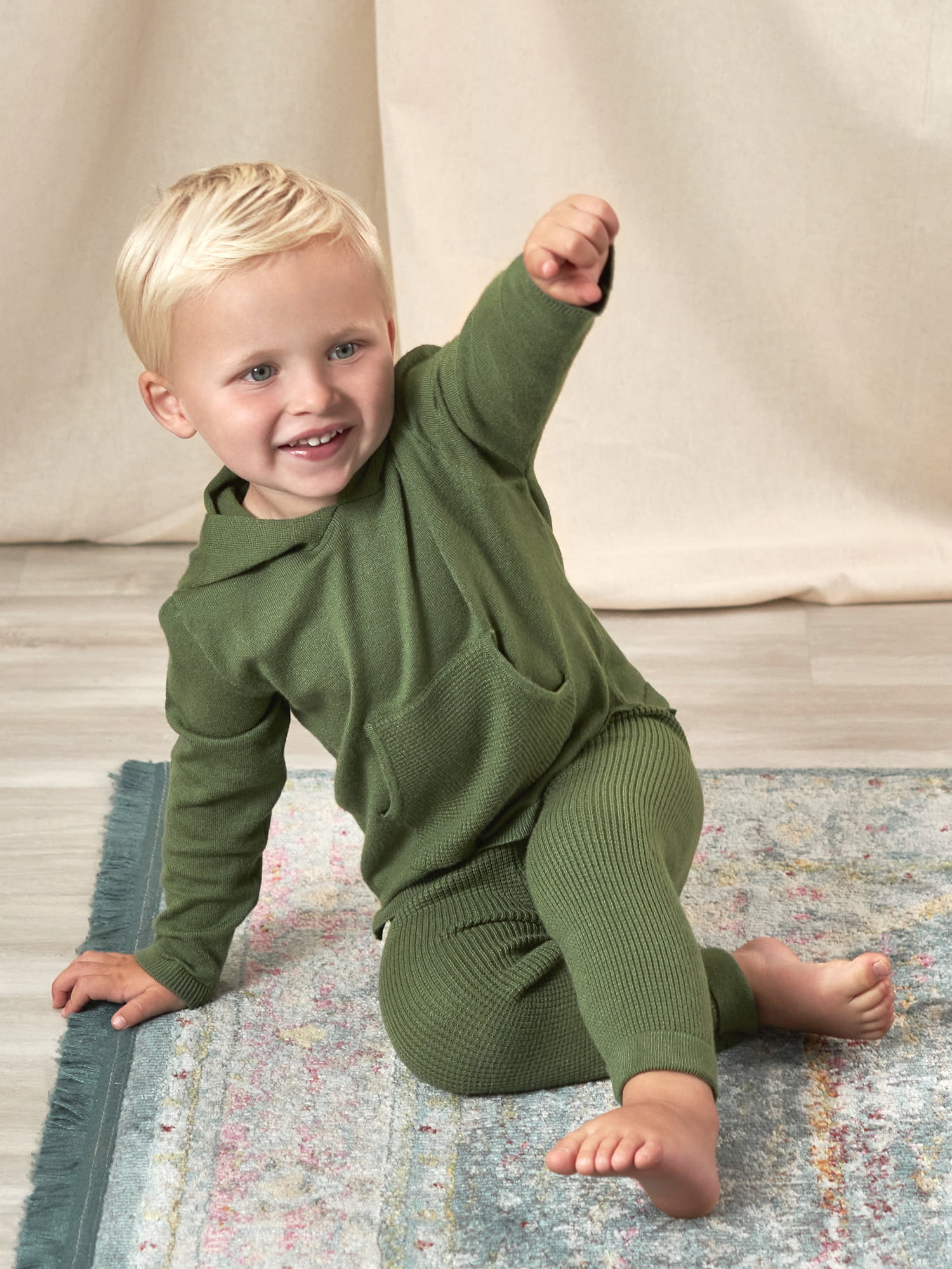 Modern Moments by Gerber Toddler Boys or Girls Unisex Sweater Knit Hoodie and Active Pant, 2pc Outfit Set (12M-5T)