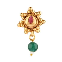 Efulgenz Indian Nose Ring Fake Nose Stud Pin Non Piercing Septum Jewelry Bridal Kundan Crystal Faux Pearl Tear Drop Traditional Rose Nose Ring Stud Jewelry for Women