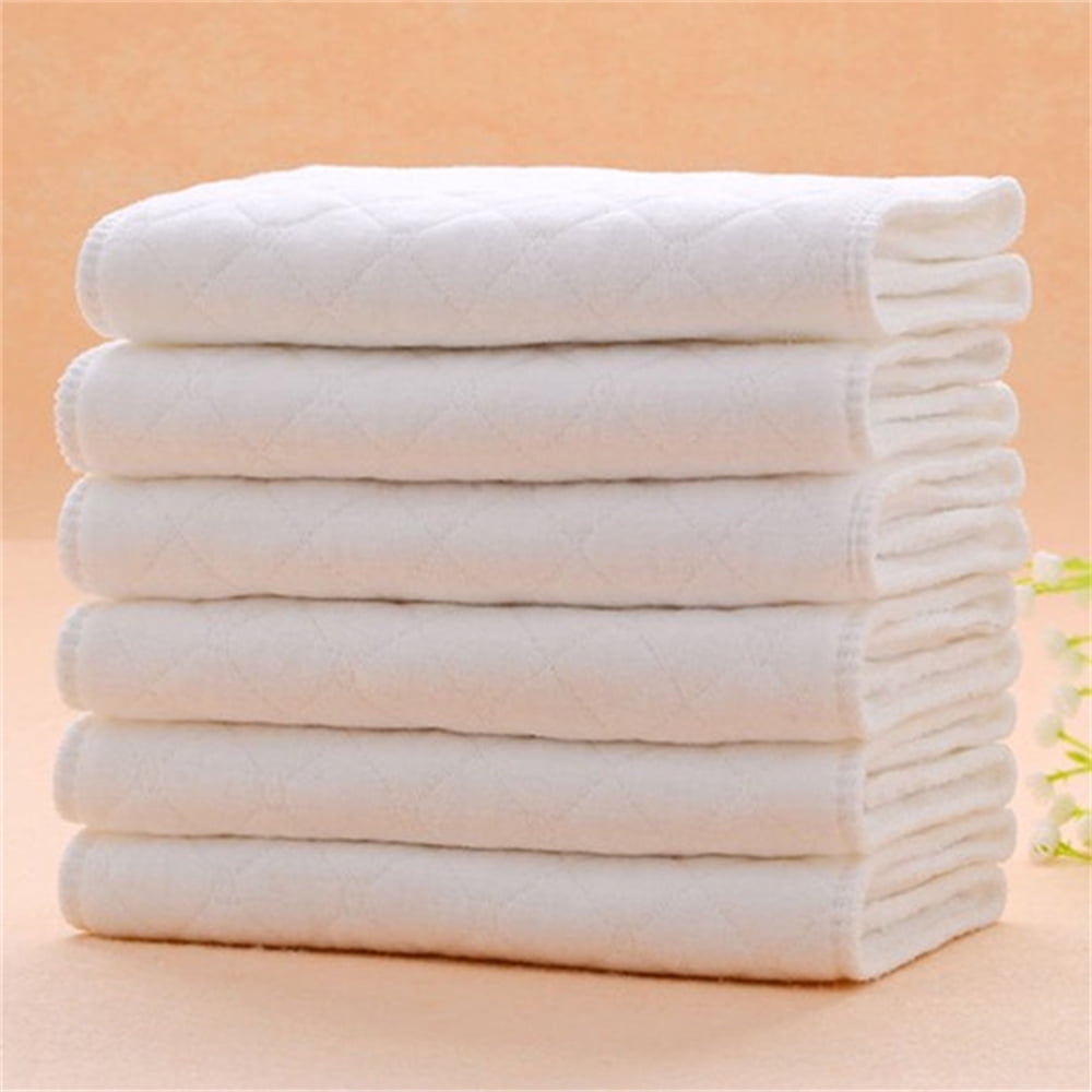 Cotton Baby Diapers,Reusable & Washable Diaper Pad Liners,Soft Skin-Friendly Folding-Free Baby Cotton Diapers Diaper Pad 10 Count (White)