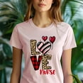 thumbnail image 5 of Love Nurse Graphic T-Shirt for Women Men | Leopard Plaid Heart Medical Tee, Gold, Size 3XL, 5 of 6