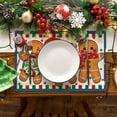 thumbnail image 2 of mubwai Gingerbread Candy Cane Blue Christmas Placemats Set of 4, 12x18 Inch Seasonal Table Mats for Party Kitchen Dining Decoration, 2 of 6