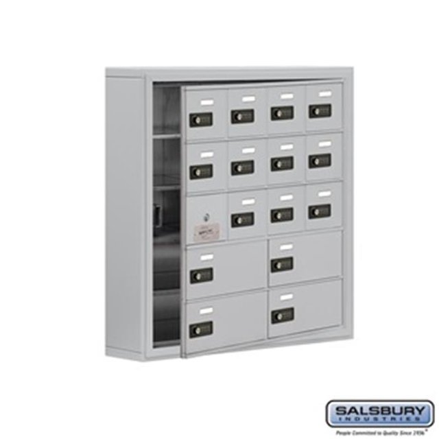 SalsburyIndustries 19155-16ASC Cell Phone Storage Locker With Front Access Panel - 5 Door High Unit, Aluminum