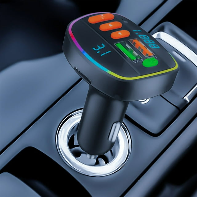 RYRDWP Car Mp3 Seven Colours Ambient Light Car Bluetooth Hands-free AUX Audio Input Car FM Player