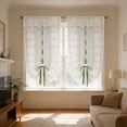 thumbnail image 5 of Floral Lace Sheer Tie Up Curtain 31.5W x 39.37L Inch Adjustable Rod Pocket Light Filtering Curtain for Kitchen Farmhouse, 5 of 6