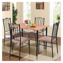 5 Piece Dining Set Wooden Table and 4 Cushioned Chairs, Kitchen Table Set with Upholstered Chairs, Modern Dining Room Furniture for Small Space, Easy Assembly, 43.5" Table