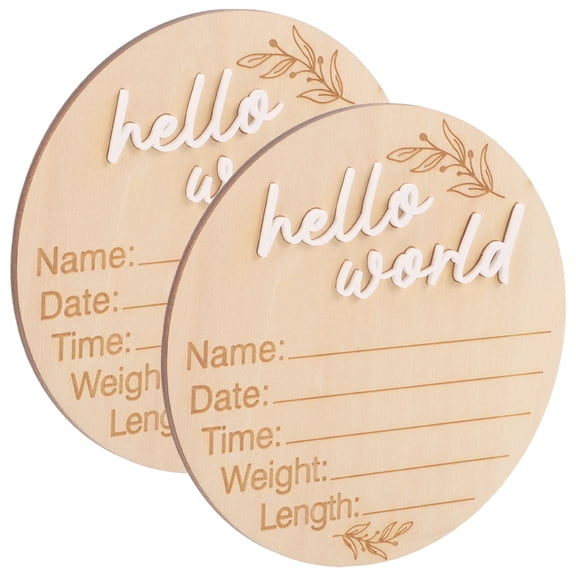 Worgeous 2pcs   Birth Announcement Sign Name Signs Wood Name Signs Nursery Newborn Wood Signs