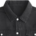 thumbnail image 3 of Zynoxe Mens Plus Size Denim Jackets Trendy Washed Lapel Button Down Workwear Jacket with Multi Pockets Fall Vintage Loose Fit Casual Jackets Black XL, 3 of 4