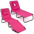 thumbnail image 1 of Costway 2 PCS Beach Chaise Lounge Chair with Face Hole Pillows & Adjustable Backrest, 1 of 9